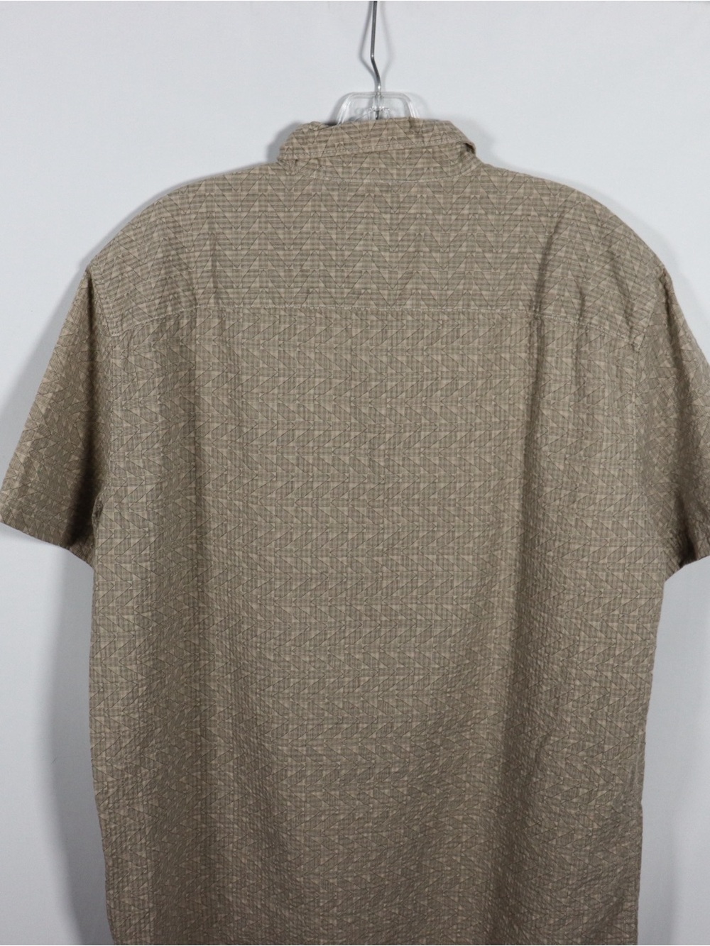 Denver Hayes Short Sleeve Button-Up Shirt Tan Pattern Men’s Large Casual - Picture 7 of 8